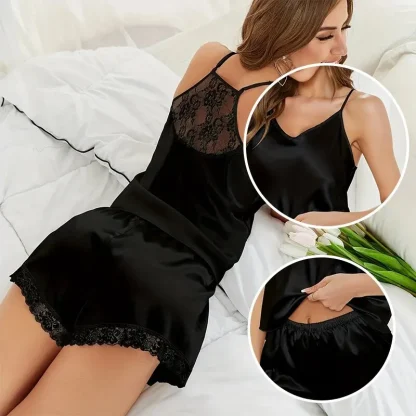 V-neck Soft Pajama Cami Sets - Image 2