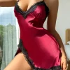 Trim Lace V-neck Split Cami Dresses - Image 3