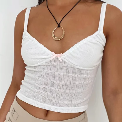 V-neck Cute Bow Lux Cami Top - Image 2